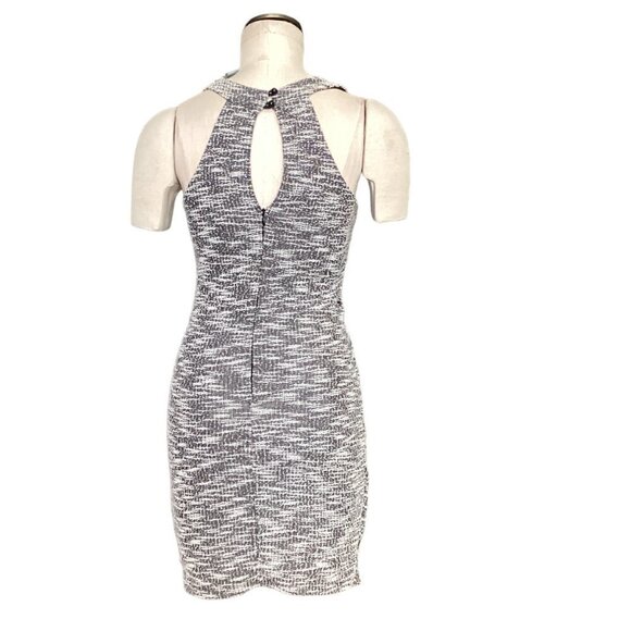 Faux Wrap Mini Dress M Black White "Tweed" pattern by Dainty Hooligan 172C - Picture 5 of 8